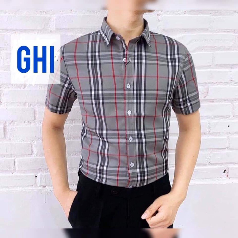 Áo sơ mi nam kẻ BBR cộc tay cao cấp, không nhăn không xù vải mềm thoáng mát thấm hút mồ hôi | BigBuy360 - bigbuy360.vn