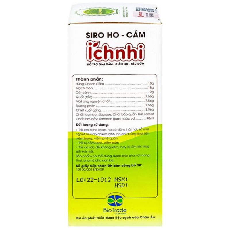 Siro ho cảm Ích nhỉ chai 90ml hỗ trợ giải cảm , giảm ho, sổ mũi, tiêu đờm, cho trẻ nhỏ,bà bầu, cho con bú