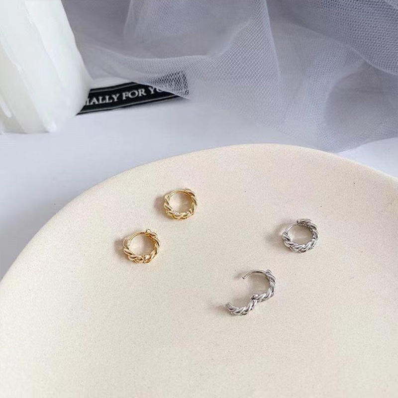 Khuyên tai dạng vòng xoắn đơn giản phong cách retro Hàn Quốc thời trang thanh lịch cho nữ