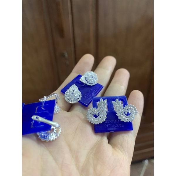 Khuyên tai khóa tròn bật oliu giọt nước bạc ta chuẩn NGỌC MẬU