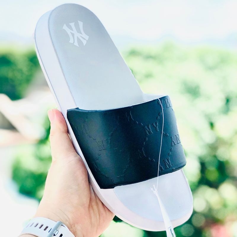 Dép unisex 𝐌𝐋𝐁 ❤️FREESHIP + Hộp❤️ dép đúc mlb monogram ny bóng chày quai ngang thể thao nam nữ in nổi NY xịn, xám-đen