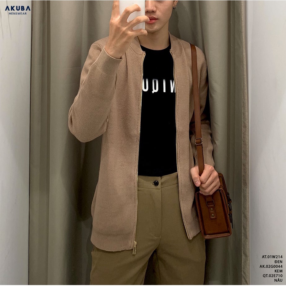 Áo khoác len nam Akuba vải dệt kim mềm min form slimfit phong cách trẻ trung 02G0044