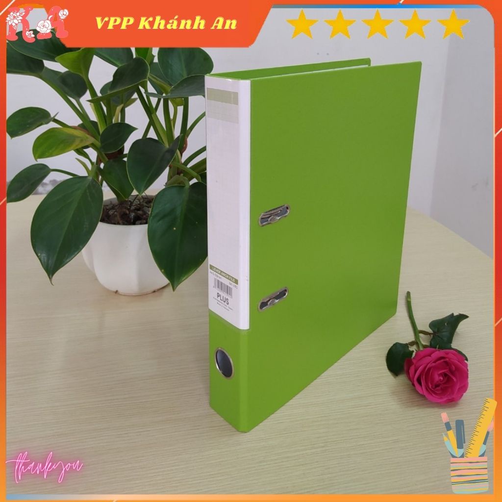 File càng cua- File còng bật 5cm Plus xanh cốm