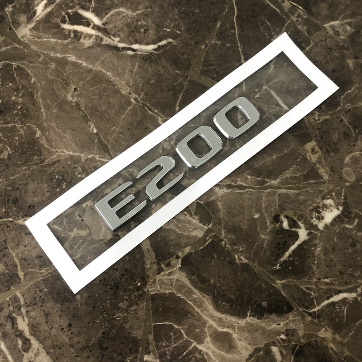 Decal tem chữ E200 và E300 dán đuôi xe ô tô Mercedess, chất liệu hợp kim inox