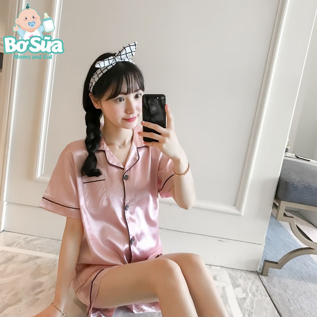 Bộ ngủ Pijama nữ cộc tay chất lụa - Đủ size M, L, XL | BigBuy360 - bigbuy360.vn