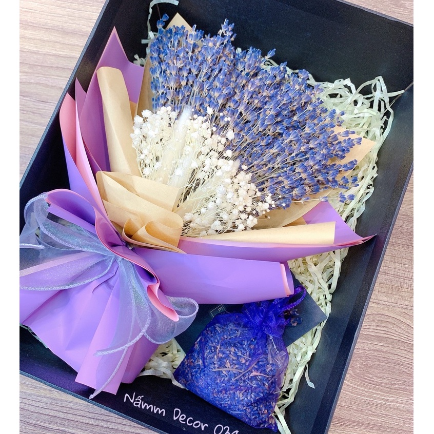 Set hộp quà hoa Lavender thơm ngát, hoa Lavender khô quà tặng kỉ niệm, sinh nhật, sự kiện sang trọng