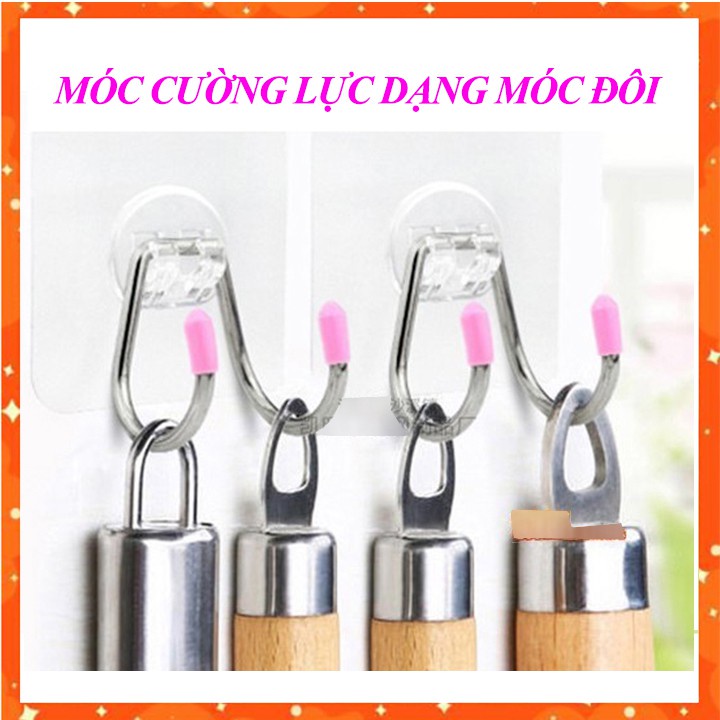 (FS+HoànXu)1 Móc Cường Lực INOX Dán Tường Dạng Móc ĐÔI (HSN)