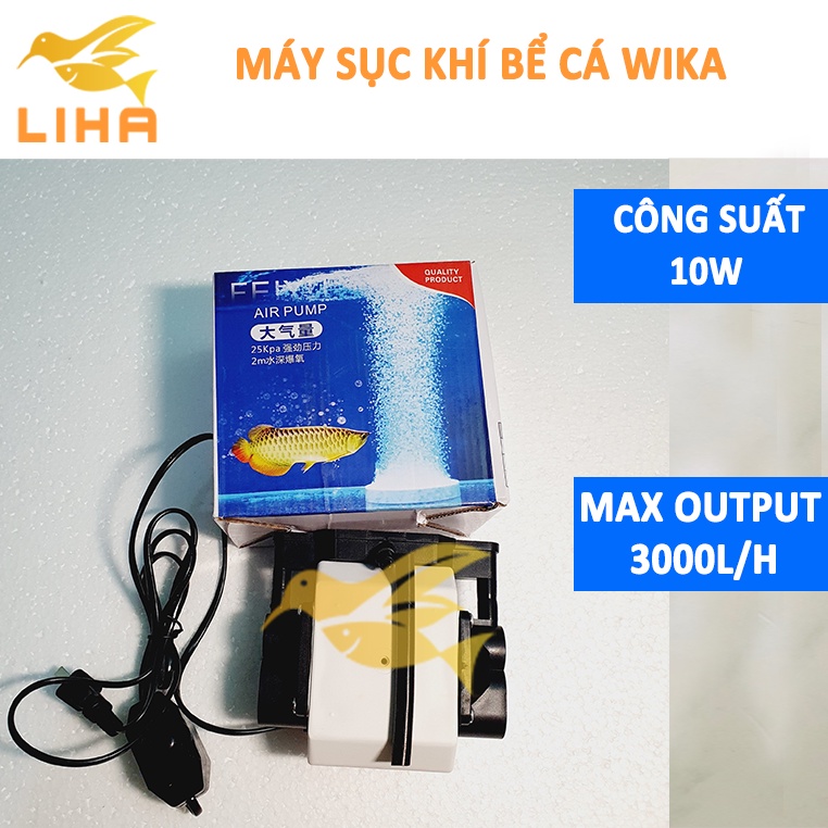 Máy Sủi Oxy Wika 10W Siêu Êm - Máy Oxi Êm Cho Bể Cá