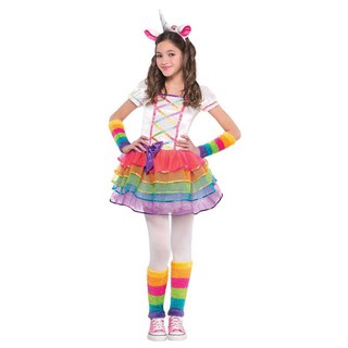 Đầm hóa trang ngựa cầu vồng pony unicorn kèm phụ kiện màu trắng cho bé gái