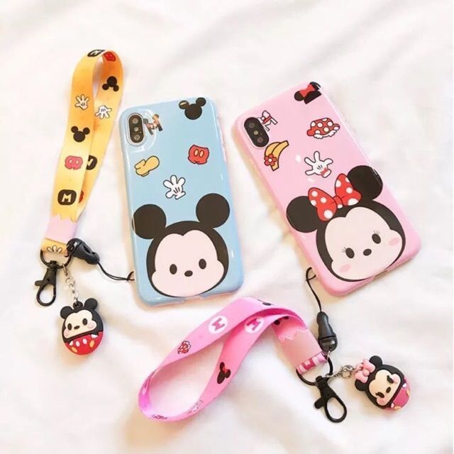 Ốp iPhone Tsum Hoạt Hình Kèm Dây Đeo X/Xs Max/7plus/8plus/6plus