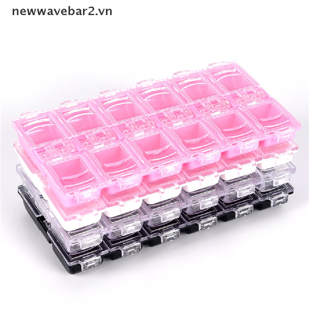 (Hàng Mới Về) Hộp Nhựa 12 Ô Đựng Trang Sức / Phụ Kiện Làm Đẹp Tiện Lợi