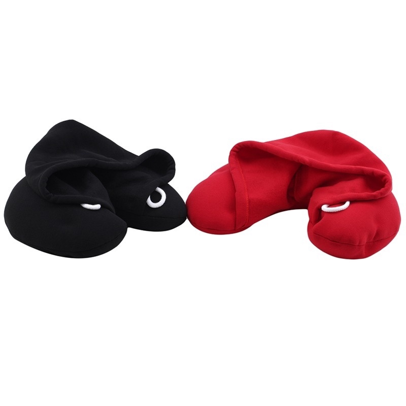1 Gối Kê Cổ Chữ U Có Mũ Trùm Đầu Bằng Cotton Mềm Mại Đa Năng Tiện Dụng Cho Xe Hơi