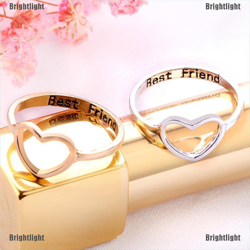 [Bright] Best Friends Heart Finger Ring Knuckle Ring Friend Love Jewelry Gifts Unisex [Light]