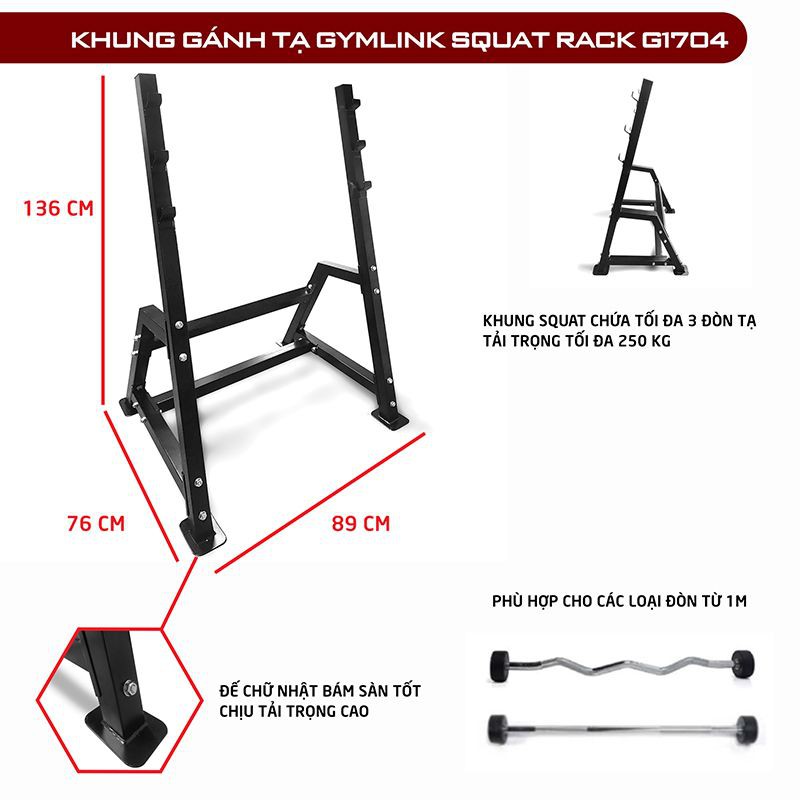 Khung gánh tạ Gymlink Squat Rack G1704