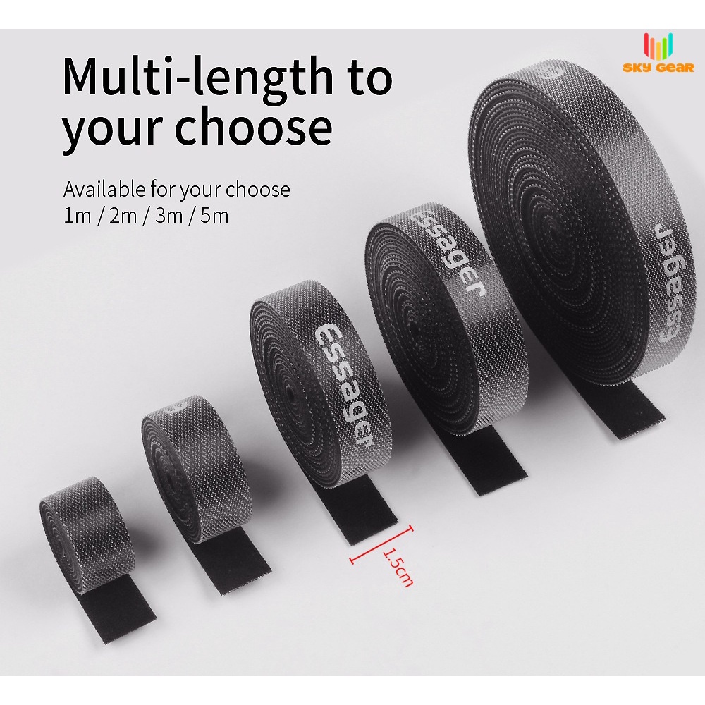 Băng dán gai ESSAGER, làm gọn dây điện, cáp máy tính, dây nguồn