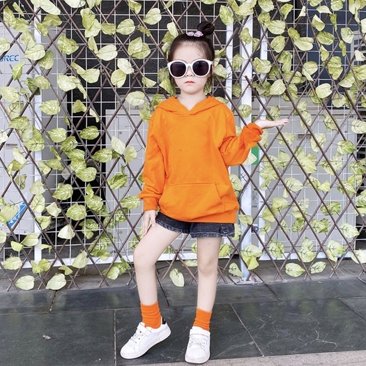 Áo khoác nỉ hoodie trơn trẻ em Con Xinh, thời trang thu đông dành cho bé từ 4 đến 10 tuổi