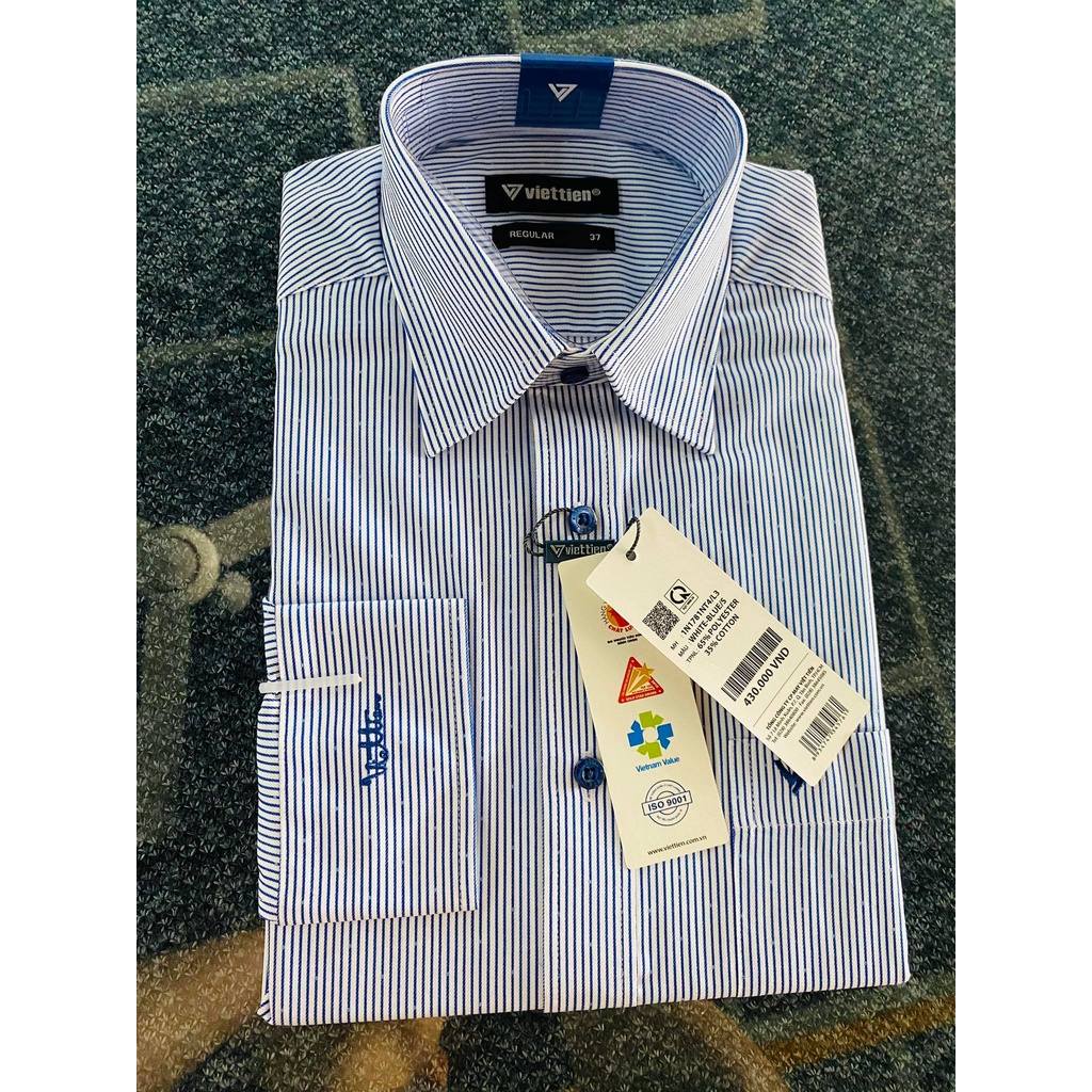 Áo sơ mi dài tay ♥️FREESHIP ♥️ Áo sơ mi Việt Tiến chính hãng kiểu sọc xanh trắng 1N1781NT4/L3