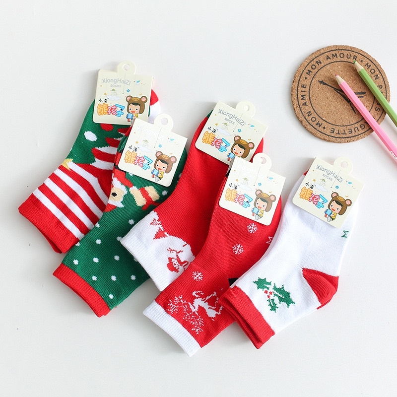 [QUÀ TẶNG] Tất noel, vớ noel họa tiết cực yêu đón giáng sinh chất cotton co giãn cổ cao xinh xắn