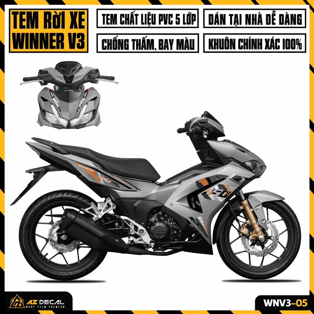 Tem Chế Xe Winner V3 - Winner X 2022 Mẫu Matrix | WNV3-05 | Decal Rời Cắt Sẵn, Dễ Dán Cho Xe Đỏ Đen Trắng Xám