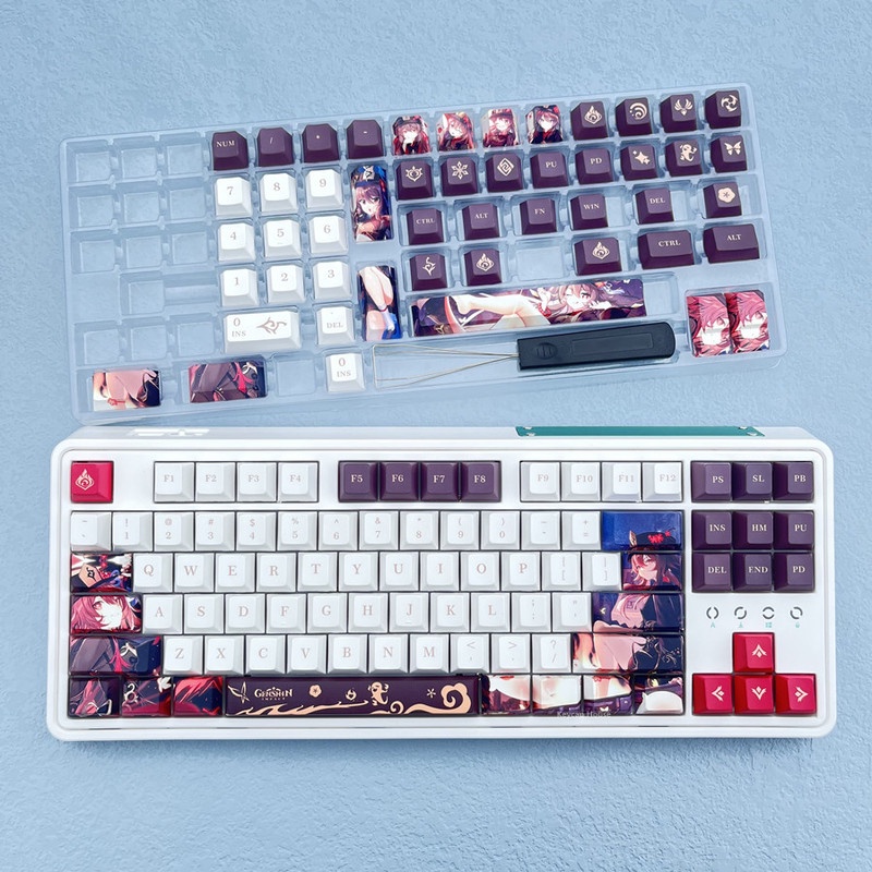 Hu Tao Keycap Genshin Impact Keycap Cherry Profile PBT Dye Thăng hoa Bàn phím cơ Keycap Anime Keycap 137 Phím
