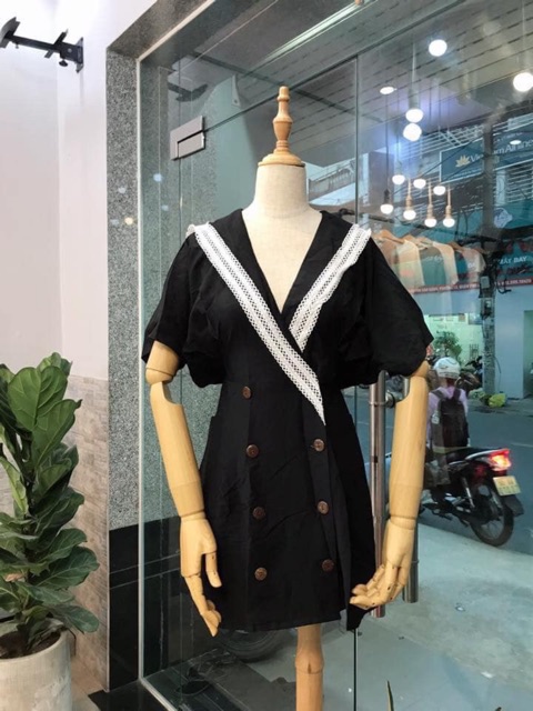 Đầm xinh SHINNY DRESS - thiết kế cổ điển form chữ A ,có phối chun sau eo co giãn chất vải đủi