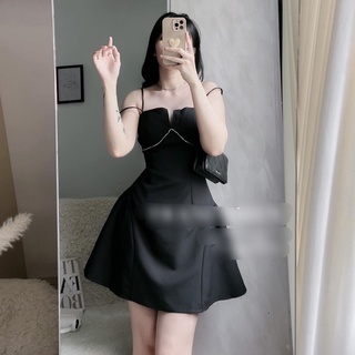 Váy dây viền đá