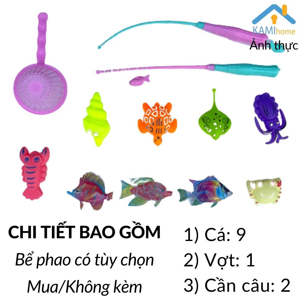 Đồ chơi Câu cá nam châm trong bể hơi 24*48cm gồm 11 chi tiết (Có thể chọn mua các phần) mã 50111