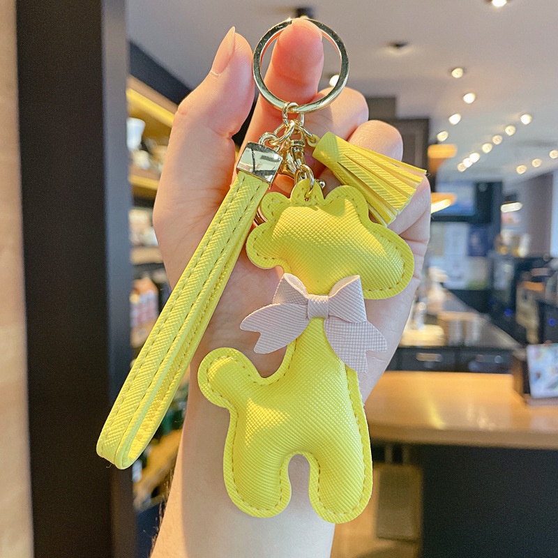 Mới Móc Khóa Da PU Hình Hươu Cao Cổ Dễ Thương