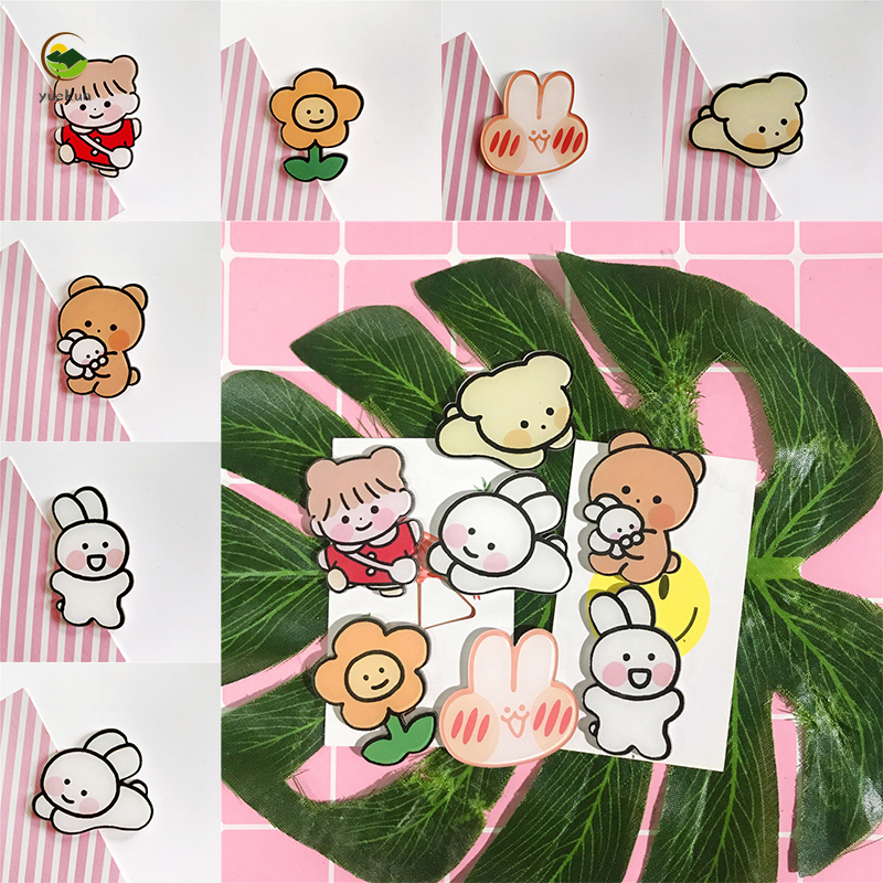 【YUKV】Shy Rabbit Cute Cartoon Acrylic Badge Personalized Bag Decoration Garment Ornament Japanese Harajuku Brooch Patch