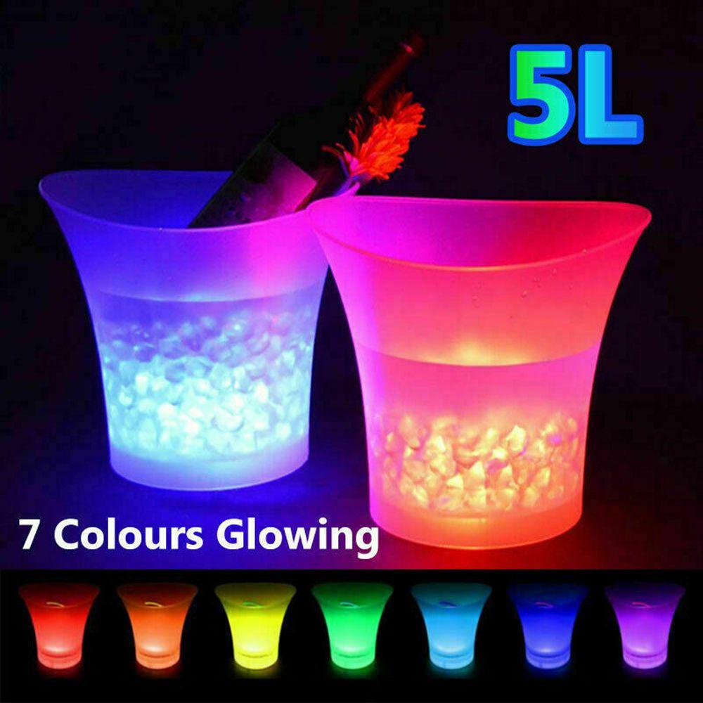 LEISURE Xô Đá Có Đèn LED Phát Sáng Mới, Dung Tích 5L