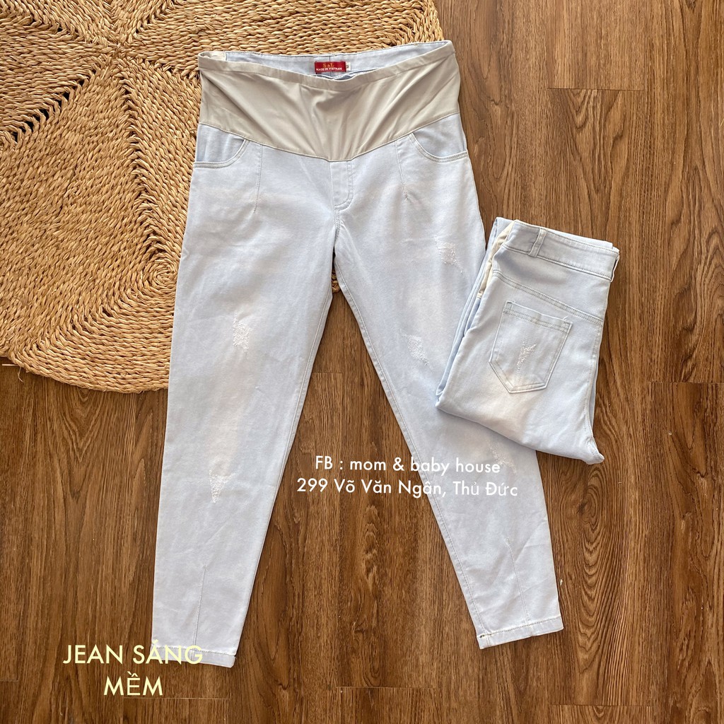 EVERMOM | Quần Jean bầu xanh sáng mềm