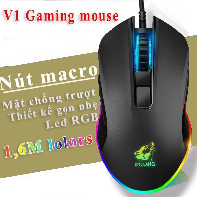 Chuột game thủ Gaming V1 Wolf Black LED RGB - Siêu Bền ( BH 6 tháng ) | WebRaoVat - webraovat.net.vn