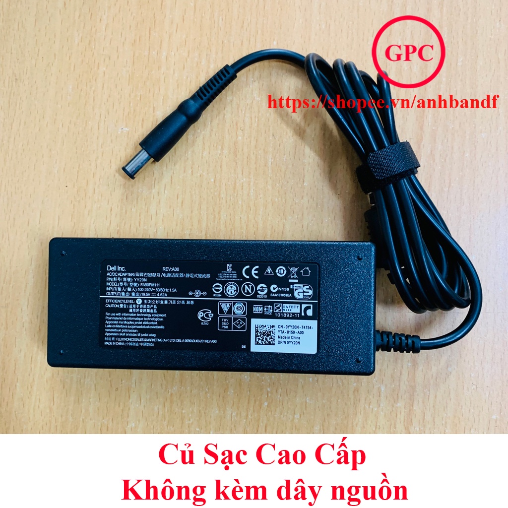 ⚡️[Sạc zin] Sạc laptop Dell 19.5V 4.62A (90W) Chân kim TO Φ7.4 *5.0mm - Bảo hành 12 tháng lỗi đổi hàng mới