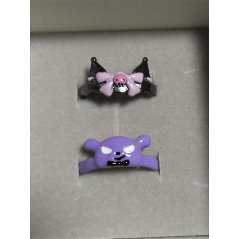 SANRIO Set 2 Nhẫn Hở Họa Tiết Kuromi Dễ Thương Cho Nữ