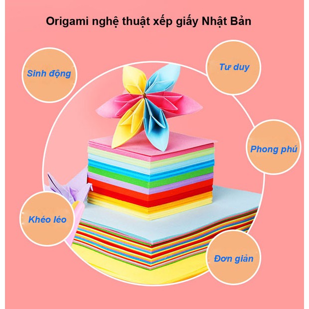 Gấp giấy origami, gấp hạc thủ công nhiều màu