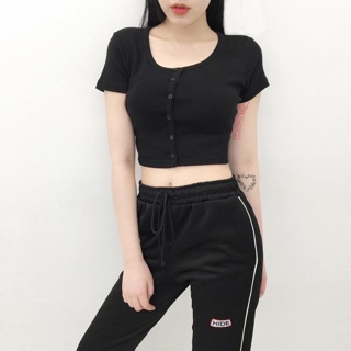 Áo thun gân croptop trơn