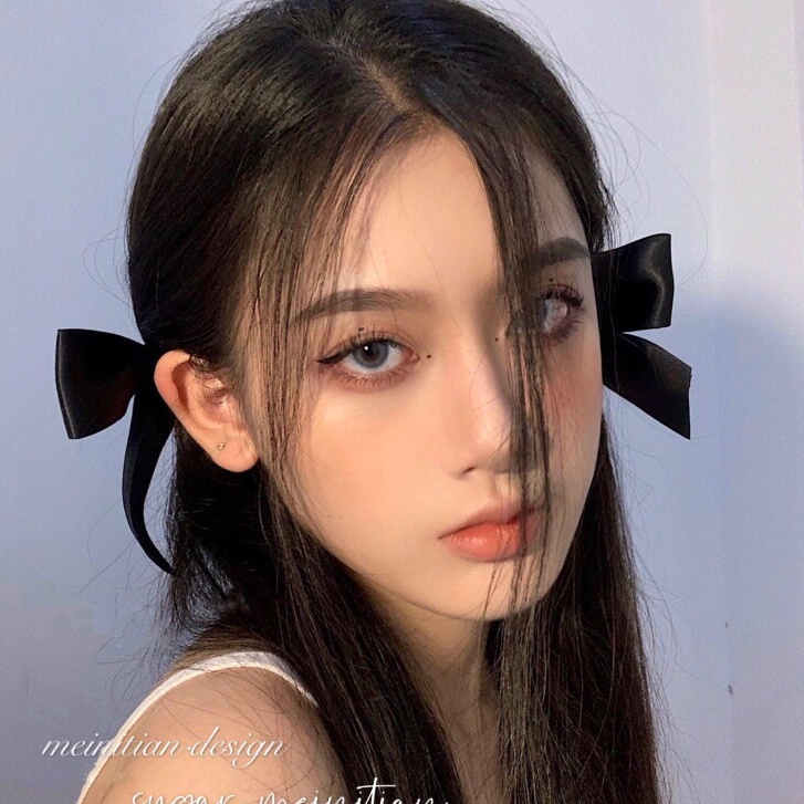 Kẹp tóc nơ đen trắng phong cách hàn quốc