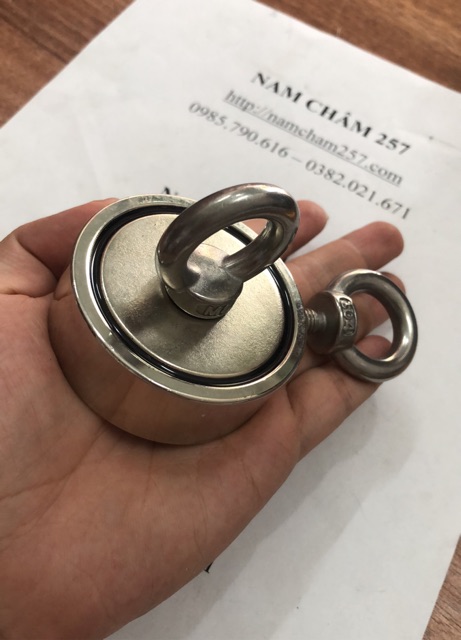 [Xả Kho] Nam châm cứu hộ D60mm, loại nam châm trắng đất hiếm có móc treo lực siêu mạnh, cẩn thận khi dùng.