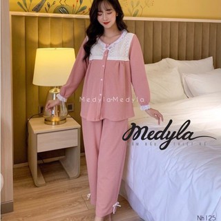 Đồ bầu mặc nhà cotton len tăm Thu Đông - Bộ bầu sau sinh thiết kế - DB125