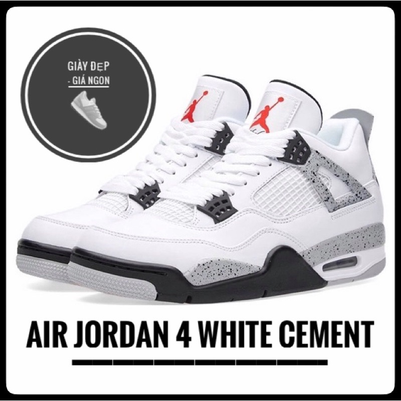 (Shop Giày Đẹp Giá Ngon) Giày Jordan 4 Retro trắng + full box bill