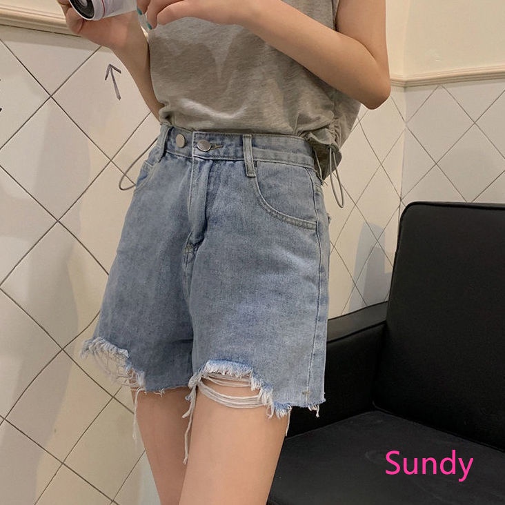 Quần Short Denim Lưng Cao Thời Trang Mùa Hè Có Size Lớn Dành Cho Nữ