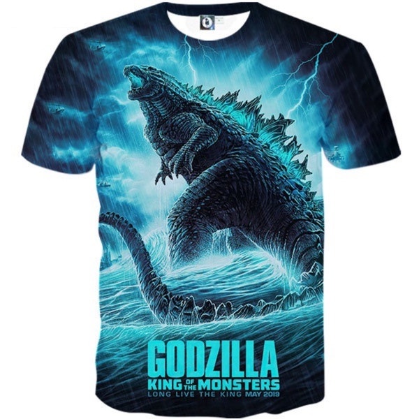 Áo Thun Tay Ngắn In Họa Tiết Hoạt Hình Godzilla 3D Thời Trang Cho Bé Trai