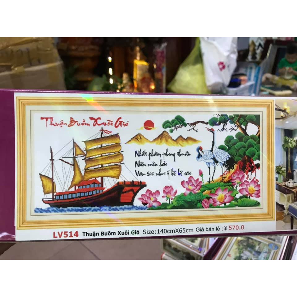 Tranh đính đá thuận buồm xuôi gió KT:140x65cm,,tranh gắn đá chưa gắn.