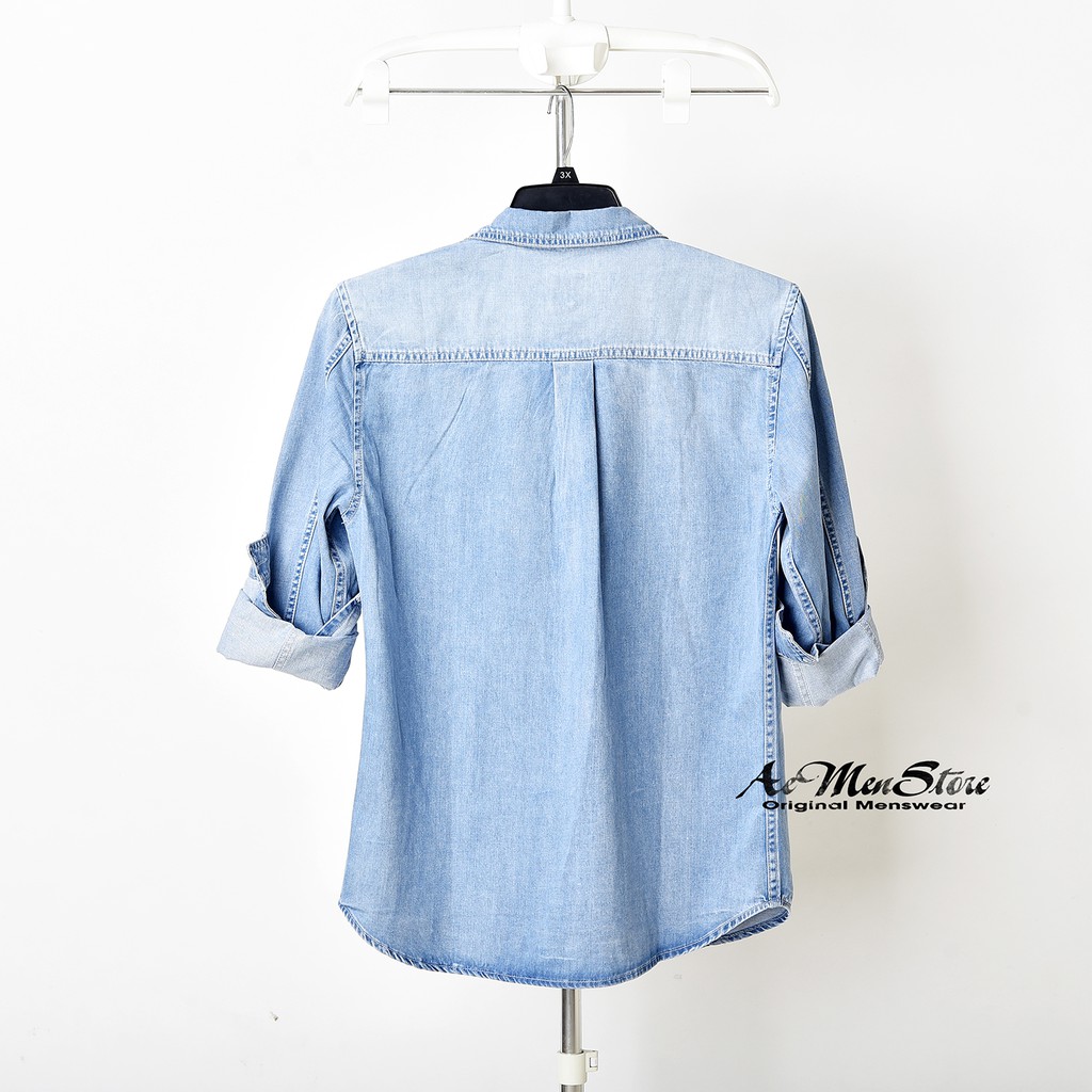 [Mã FASHIONMALLT4 giảm 15% tối đa 30K đơn 150k] Áo sơ mi nam Denim wash xanh nhạt Routine | BigBuy360 - bigbuy360.vn