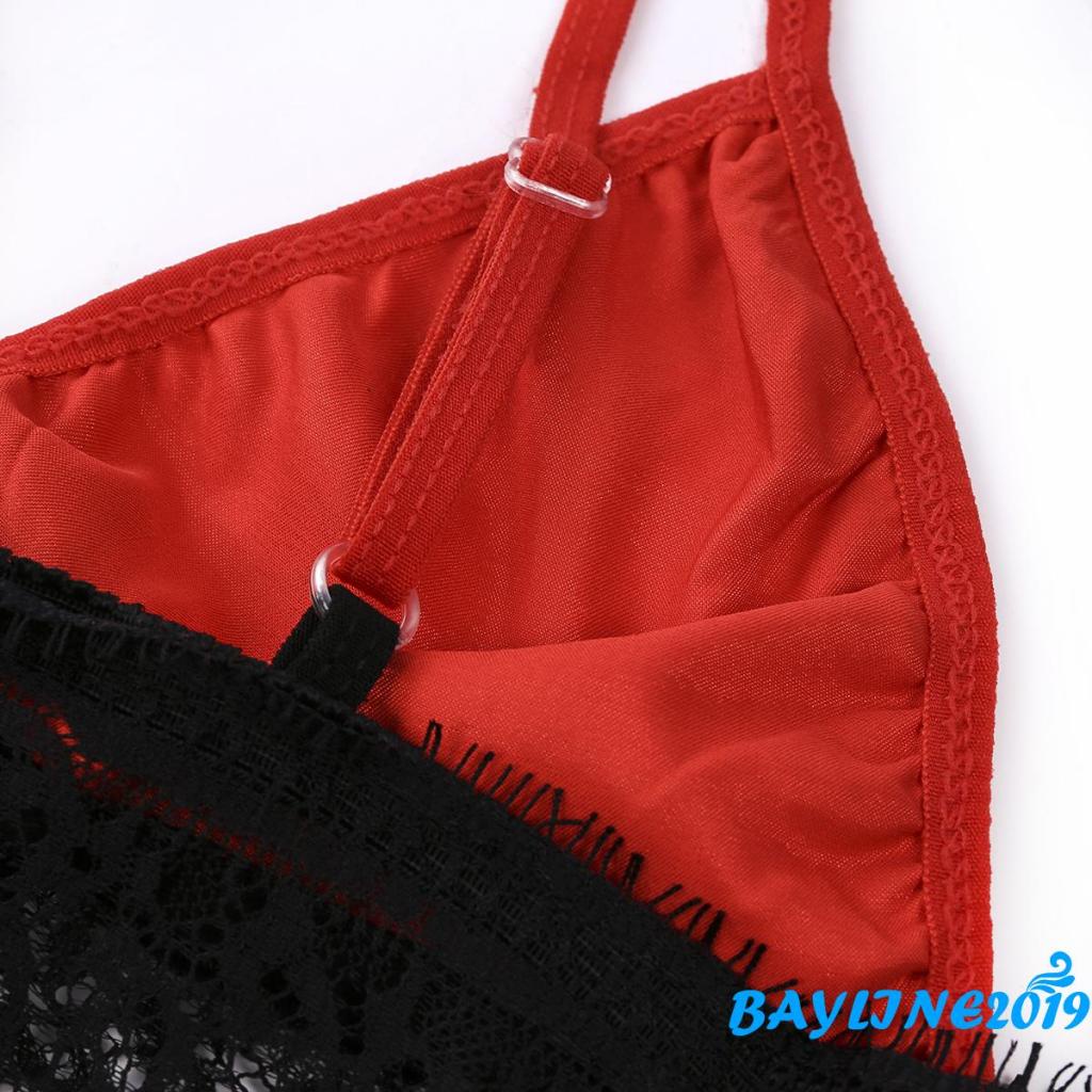 Set Đồ Lót 2 Món Gồm Áo Lửng Hai Dây Và Quần Ngắn Phối Ren Màu Sắc Trơn Dành Cho Nữ
