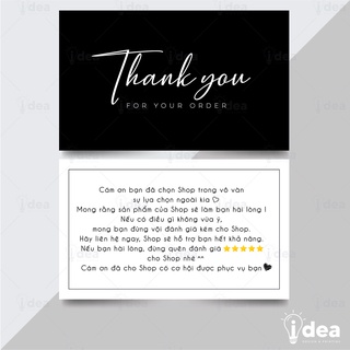 Card Cám Ơn, Phiếu Cảm Ơn, Card Thank You cho Shop Bán Hàng - Size 9 x 5.4cm - In Màu Đen Trắng Sang Trọng 06