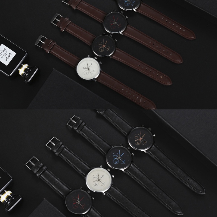 Đồng Hồ Nam YLK03 Dây Da Tổng Hợp Phong Cách Hàn Quốc