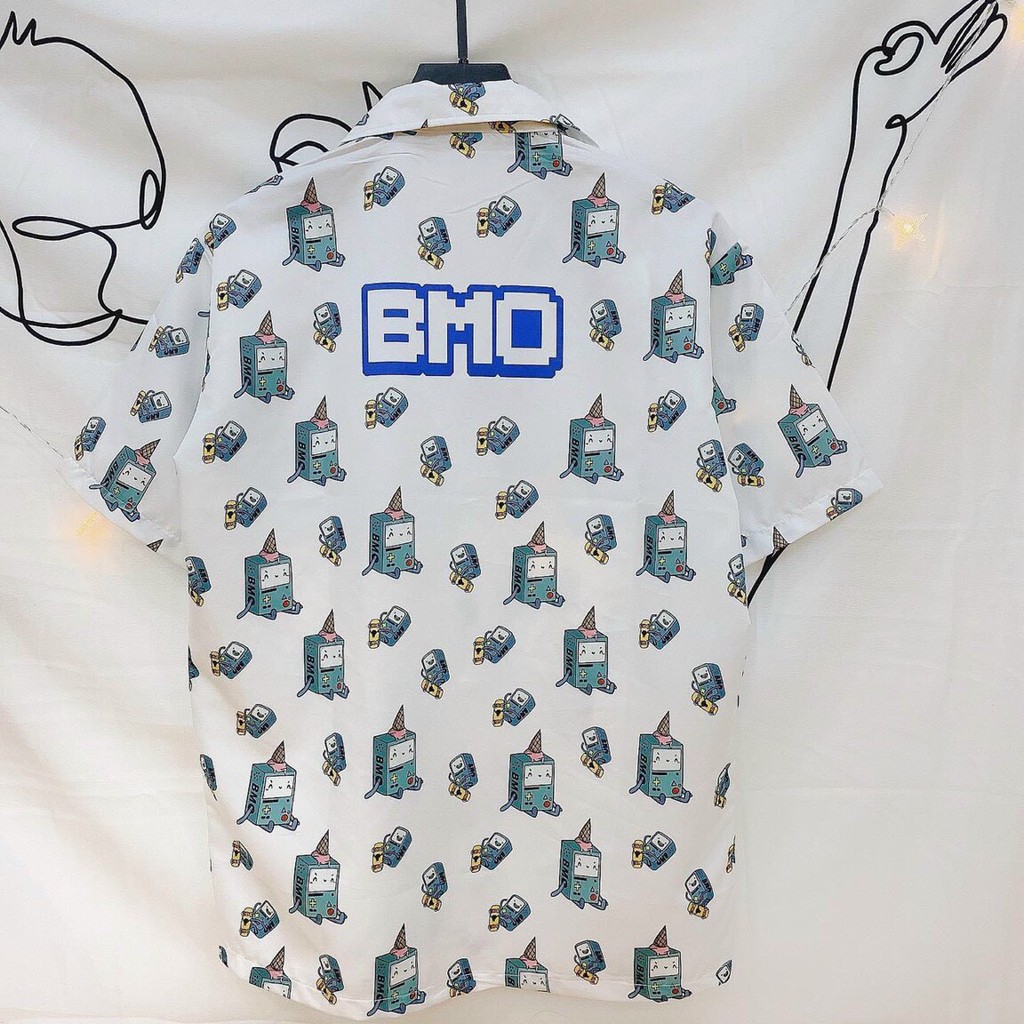 Áo sơ mi tay ngắn form rộng nam nữ họa tiết hoạt hình BMO | BigBuy360 - bigbuy360.vn