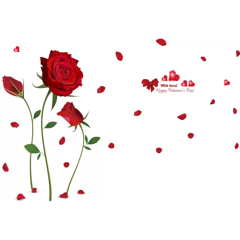 Decal trang trí tường Hoa Hồng ĐỎ quyến rủ