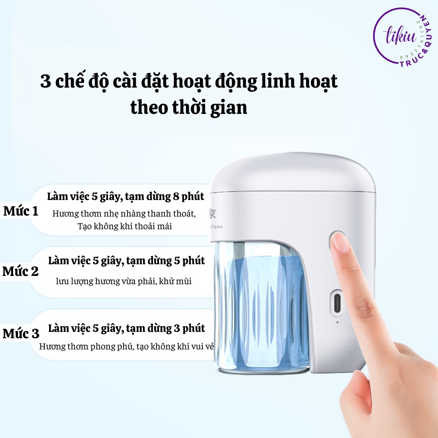 Máy Khuếch Tán Tinh Dầu Tự Động Pin Sạc AI JIA TIKIU Nước Hoa Dạng Loãng Dung Tích Khủng 100ML Mùi Hương Sang Trọng